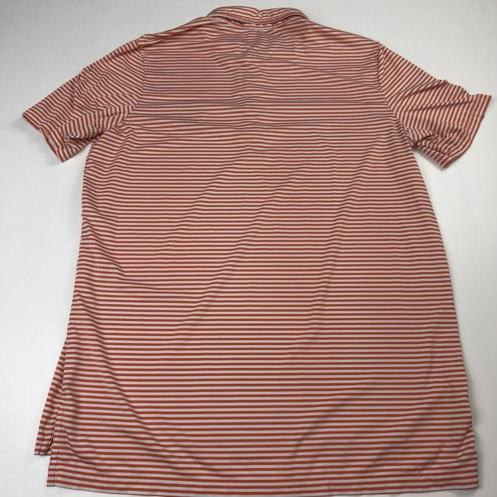 RLX Ralph Lauren Golf Polo Mens L Orange, White Stripe 2016 US Open Oakmont